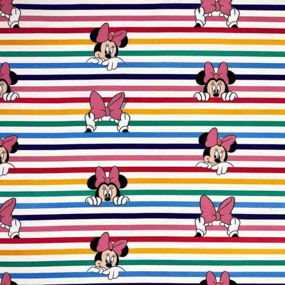 Tecido Estampado Riscas Minnie