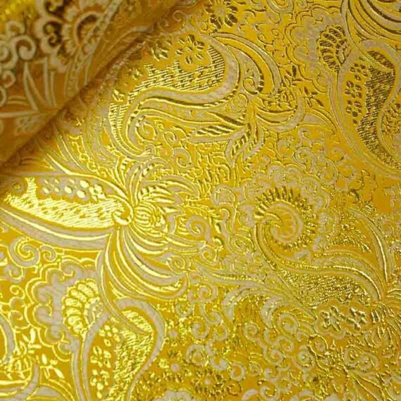 Brocado Jacquard Cachemir Amarelo/Ouro