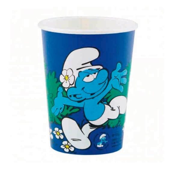 8 Copos Papel 250ml Smurfs