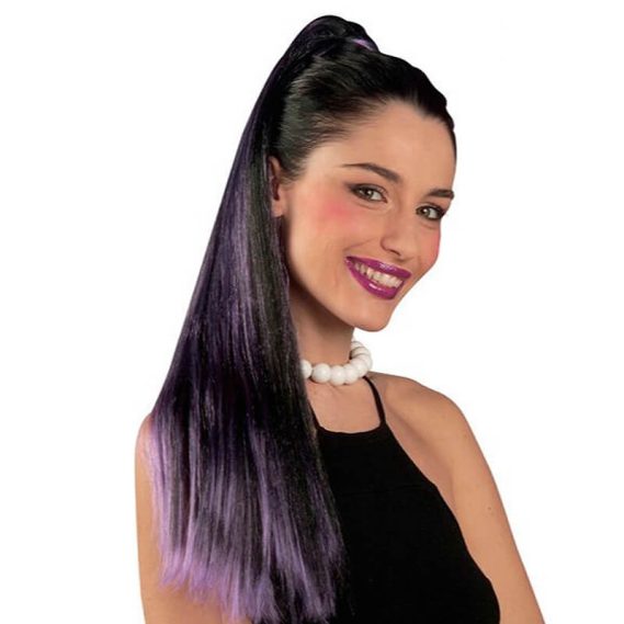 Extensão de Cabelo Preto e Roxo com Mola