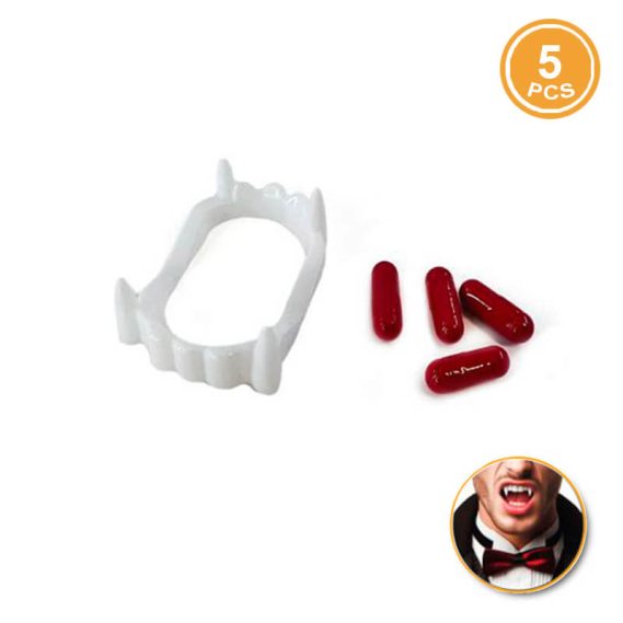 Dentes Vampiro e 4 Cápsulas Sangue