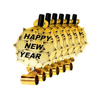 6 Apitos "Happy New Year" Dourado