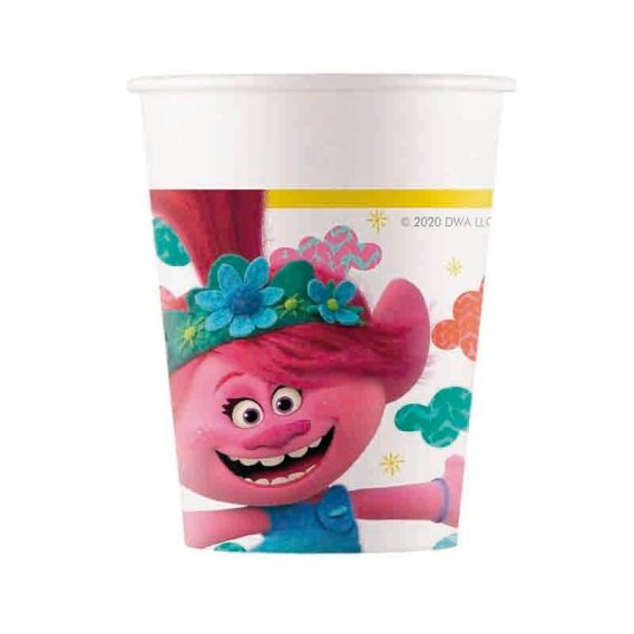 8 Copos Papel 200ml Trolls