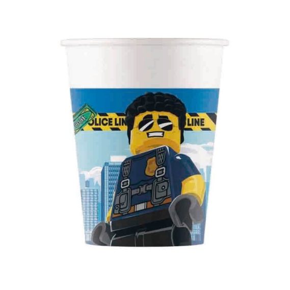 8 Copos Papel 200ml Lego City