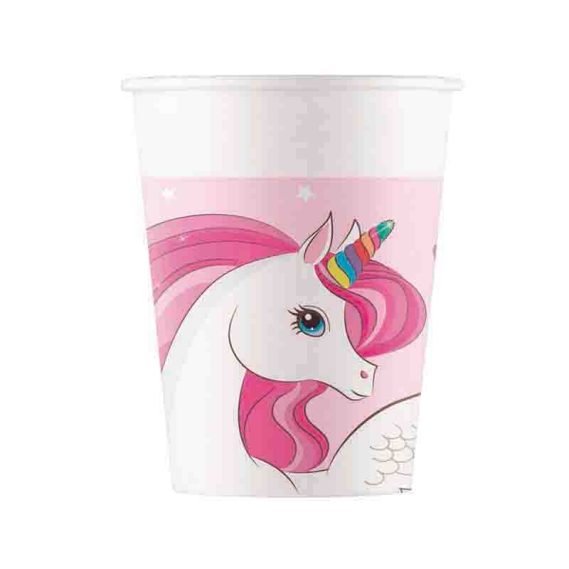 8 Copos Papel 200ml Unicórnio Rainbow