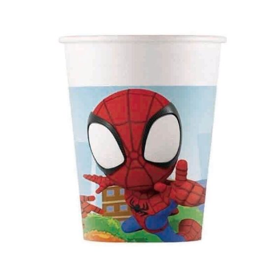 8 Copos Papel 200ml Spidey