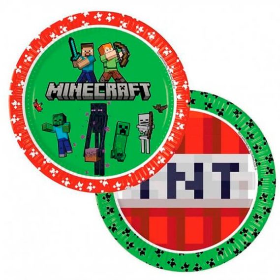 8 Pratos 23cm Minecraft