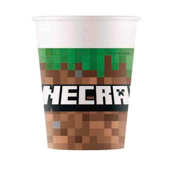 8 Copos Papel 200ml Minecraft