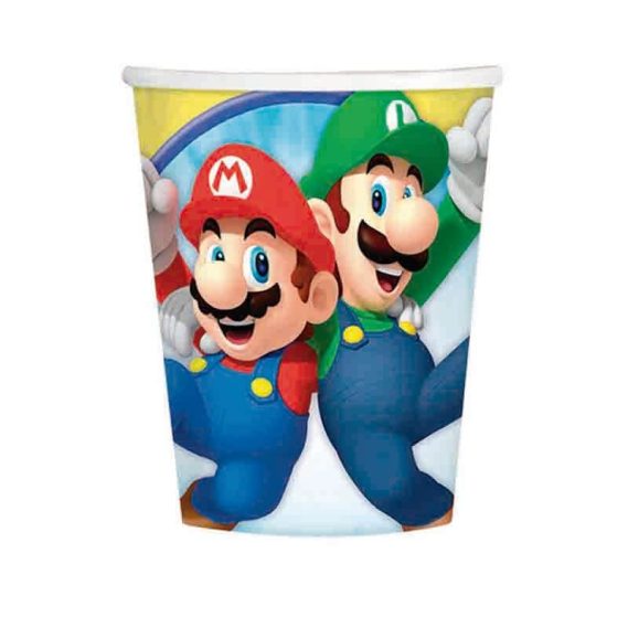 8 Copos 250ml Super Mario