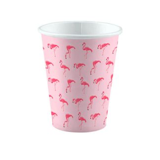 8 Copos Papel 250ml Flamingos